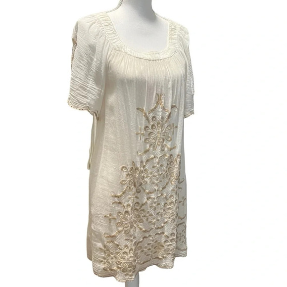 BCBG Max Azria Runway Embroidered Lightweight Cotton‎ Dress, Size M, Cream/White - Picture 3 of 15